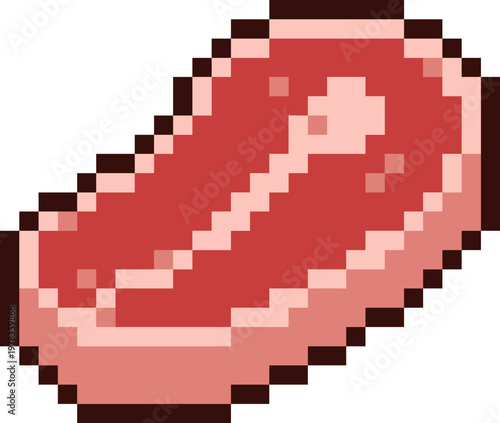 Pixel Art Beef Steak Meat Illustration