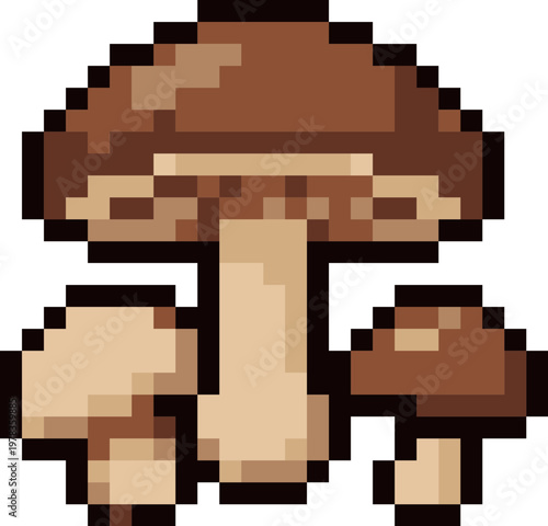 Pixel Art Mushroom Game Item Illustration
