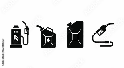 Fuel Gas Station Jerry Can Petrol Pump Nozzle Vector Icons