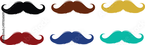 Colorful mustache collection a variety of styles and hues