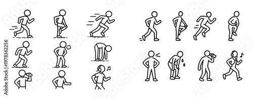 Activity icons with runner and stretcher outline