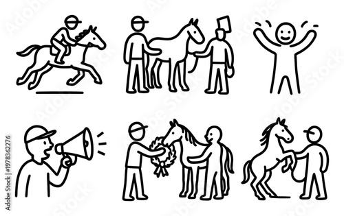 Equine icons with horse rider wreath outline