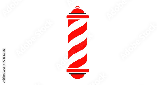 Classic Barber Pole Red and White Stripes Icon Isolated on White Background