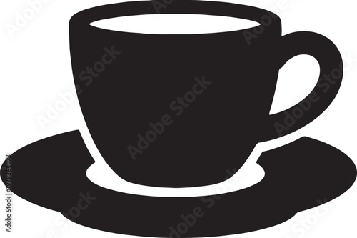 Coffee cup with saucer silhouette vector icon