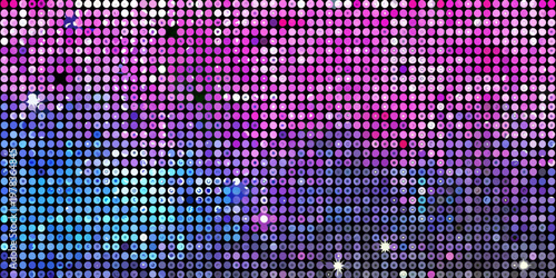 Abstract mosaic pattern with vibrant purple blue and pink circular elements