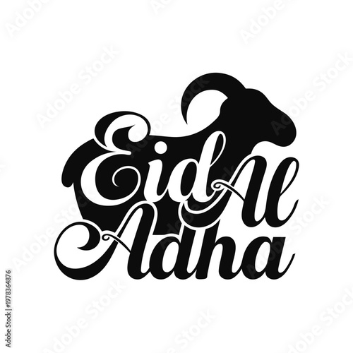 Eid Al Adha Typography with Goat Silhouette Silhouette Design