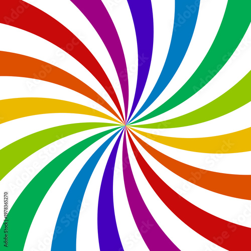 Quadro su tela Vibrant rainbow spiral pattern on white background