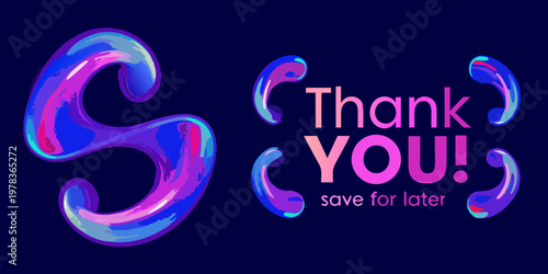 Colorful abstract s shapes and text reading thank you