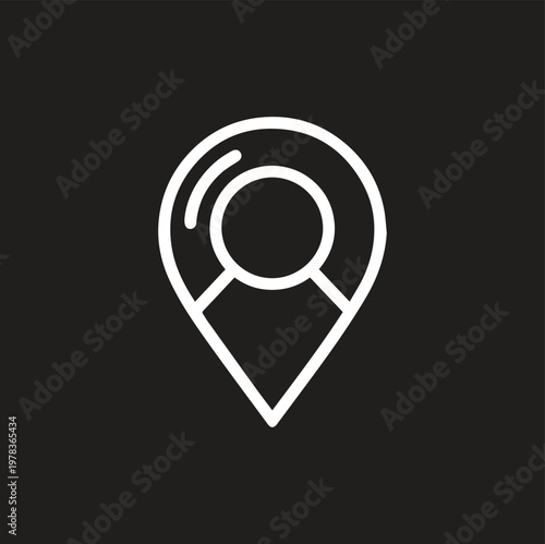 Outline style map pin icon, thin stroke, monochrome vector