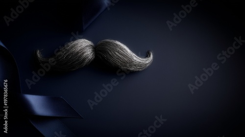 Movember Mens Health Awareness Blue Ribbon and Mustache Symbolizing Support and Care