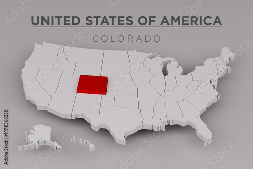 United States Map Highlighting Colorado State in Red