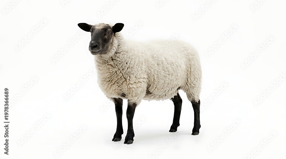 Fototapeta premium Sheep isolated on white background livestock animal concept for design