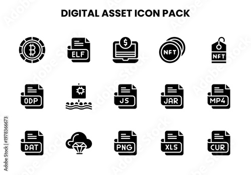 Digital Asset Glyph UI Icons Pack