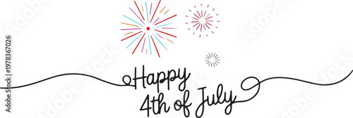 Colorful Fireworks Celebrate Happy 4th of July with Patriotic Vector Graphic Design Elements