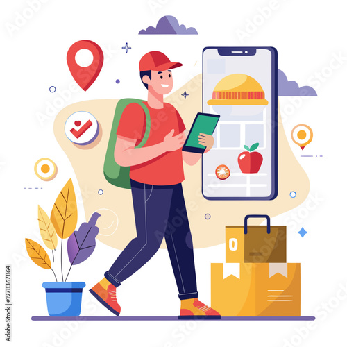 Online Delivery Service and Mobile Shopping Concept Illustration