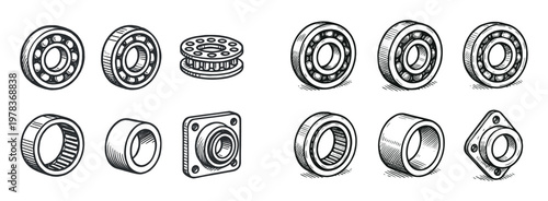 Mechanical icons with bearing race and flange sketch