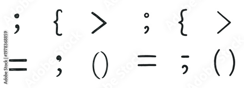 Punctuation icons with semicolon brace greaterthan monoline