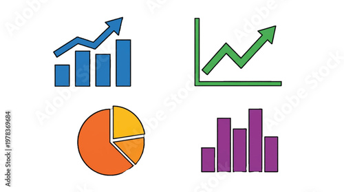 Graphs and charts display data trends and changes in a simple format for analysis and understanding