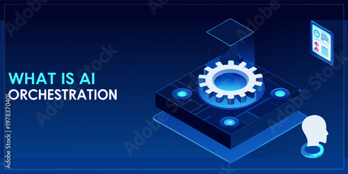 Abstract illustration depicting artificial intelligence orchestration and automated processes