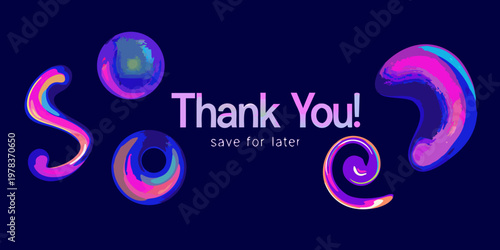 Abstract colorful shapes and text reading thank you on dark blue
