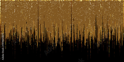 Abstract golden background with vertical lines resembling a digital soundscape