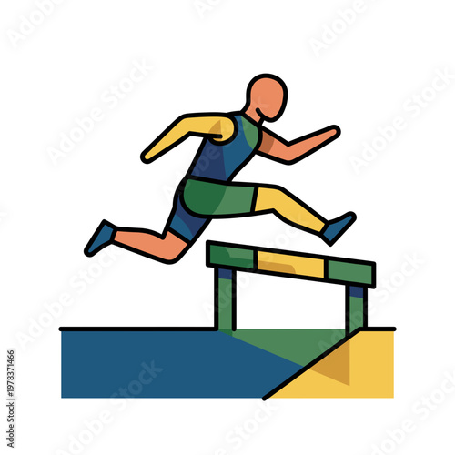 Athletic Hurdler in Action A Dynamic Illustration of a Track and Field Athlete Clearing a Hurdle