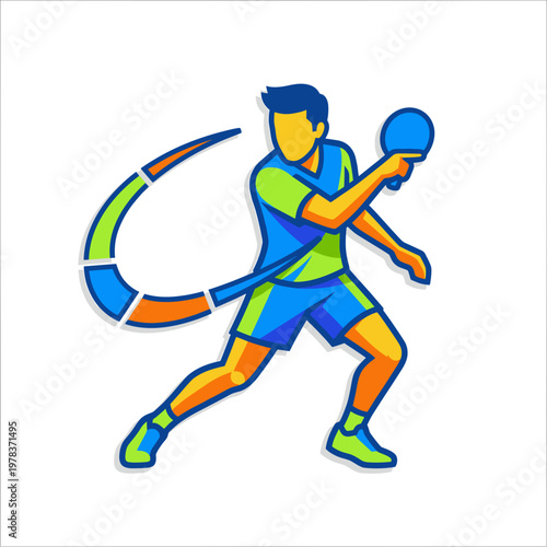 Table Tennis Player in Action with Dynamic Motion Trail - Digital Illustration