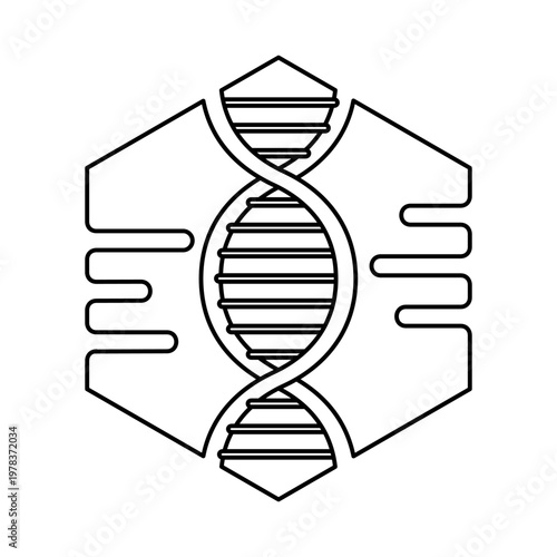 DNA icon in outline style with hexagonal shape