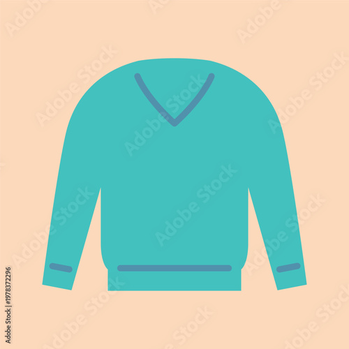 Vネックセーターのシンプルな線画アイコン