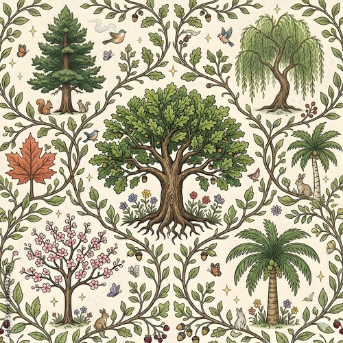 Harmonious Botanical Composition: A meticulously crafted artwork showcases the beauty of nature.