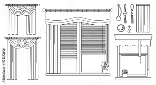 Window Treatments and Drapery Design Sketches.