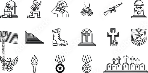 Memorial day remembrance patriotic icons of sacrifice and honoring fallen heroes