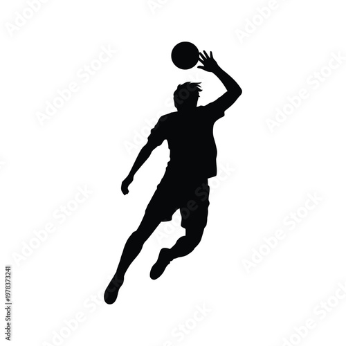 Soccer Player Heading Ball Silhouette, Football Header Action Vector, Athlete Jumping Header Icon, Black Minimal Design