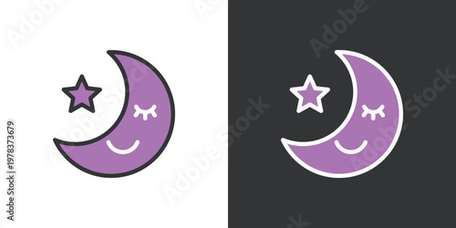 シンプルな三日月と星のアイコン