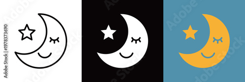 シンプルな三日月と星のアイコン