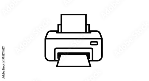 Printer icon, office equipment, printing device, line art
