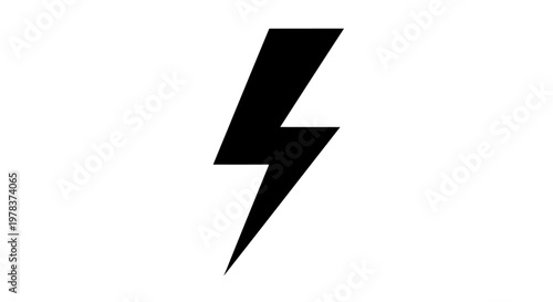 Black lightning bolt icon, electric symbol, energy sign, vector graphic