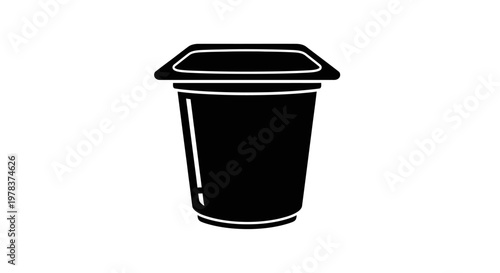 Black disposable cup icon, coffee cup symbol, disposable drink container, vector illustration