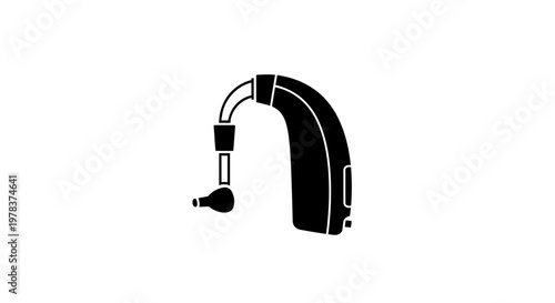 Hearing aid, hearing device, audio equipment, assistive technology, black vector icon