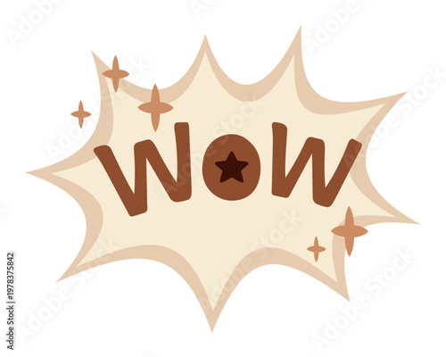 Wow - Comic speech bubble image, Superhero quote, Phrase, Lettering for design projects.