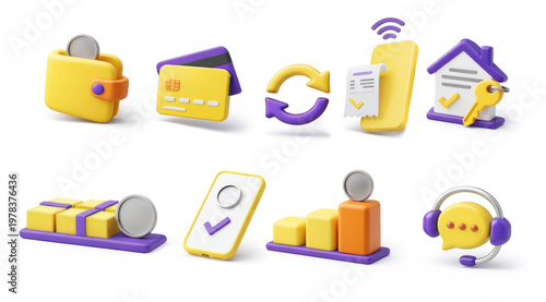 Tablou pe pânză bank icon set, bank icon pack of infographic icons for banks and financial products applications