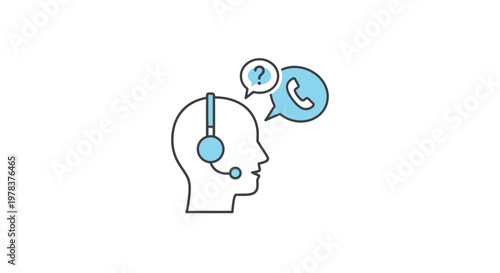 Customer service support concept icon with telephone and headset graphic