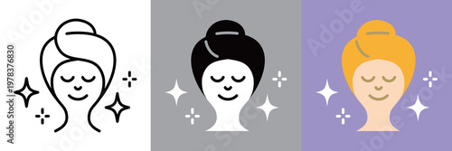 シンプルなスキンケアのラインアイコン