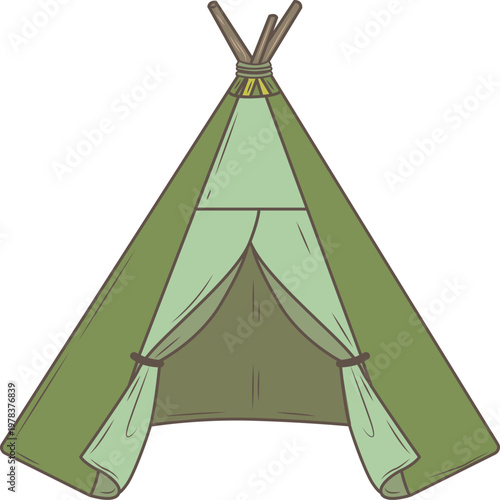 アウトドアやグランピングをイメージしたモスグリーンカラーの北欧風キャンプテント