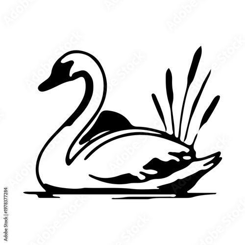 Minimalist Swan Vector Art Illustration