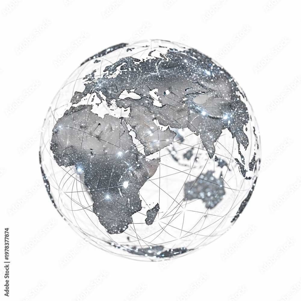 Obraz premium Global Network Connections Earth Map.