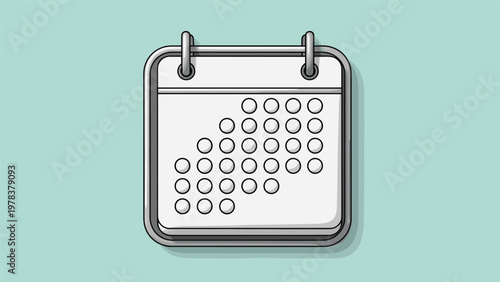 Clean calendar icon shows a grid of white dots on a grey and green page for scheduling and time management tasks.