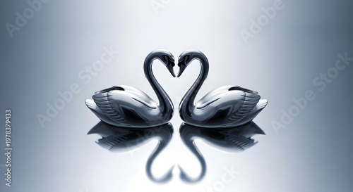 Sepasang Angsa Anggun Berwarna Silver with Elegant Reflection