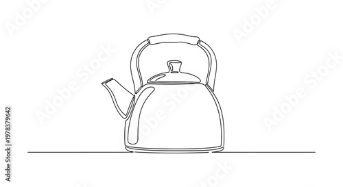 Minimalist Line Art Teapot Icon - Single Line Drawing Kettle for Kitchen or Cafe