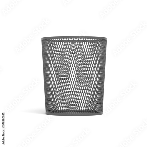 Empty trash bin isolated on white background. 3d illustration.